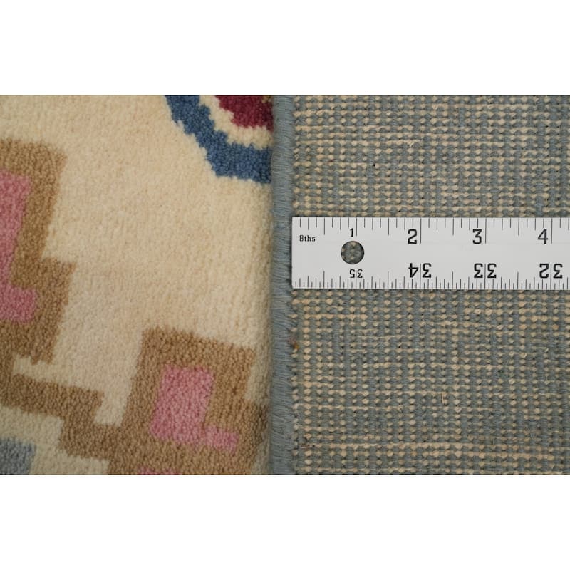 Hand-knotted Tribal Wool Beige Geometric Oriental Area Rug - 11' 4'' X 8' 3''