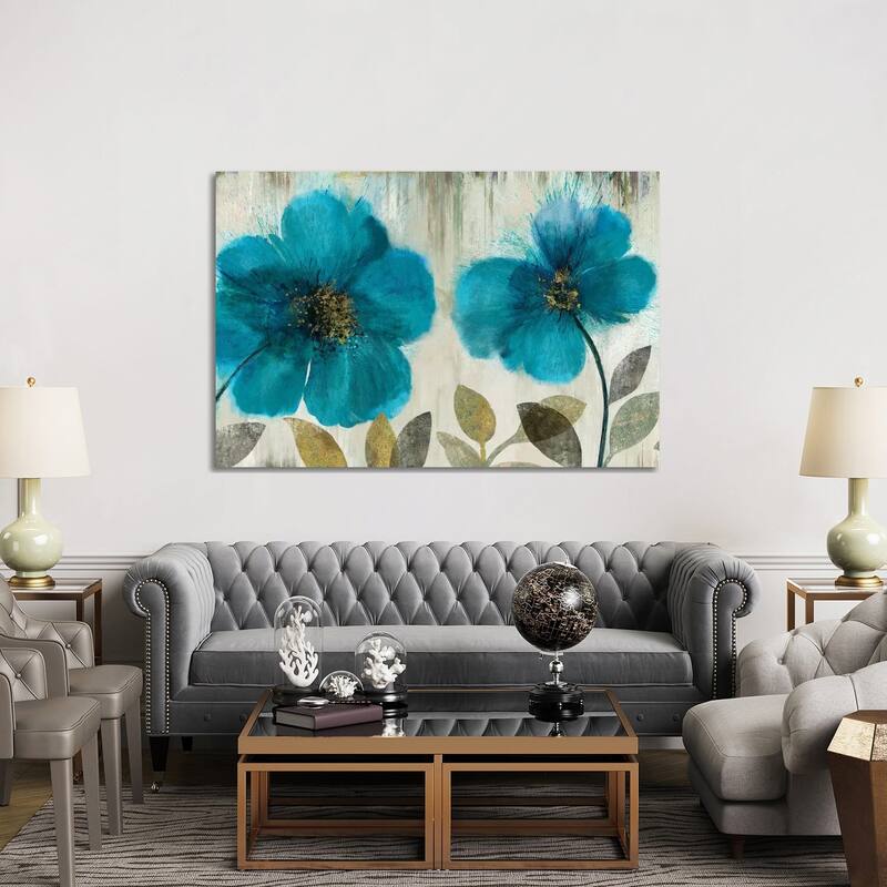 iCanvas "Teal Flowers" by Asia Jensen Canvas Print