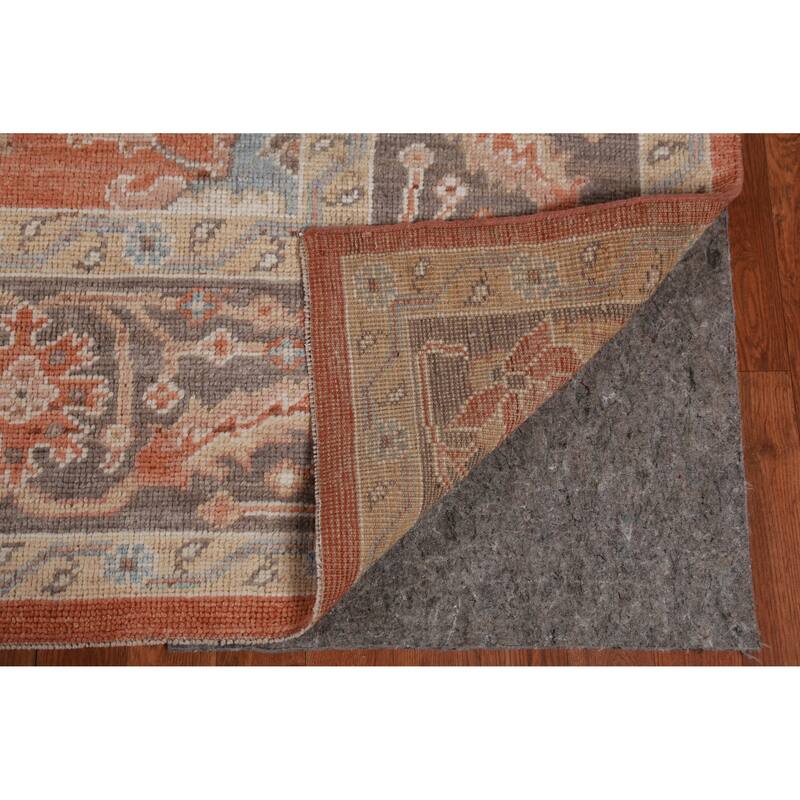 Hand Knotted Oriental 100% Wool Carpet Transitional All-Over Oranges & Rust Oushak Area Rug - 12' 4'' X 9' 3''