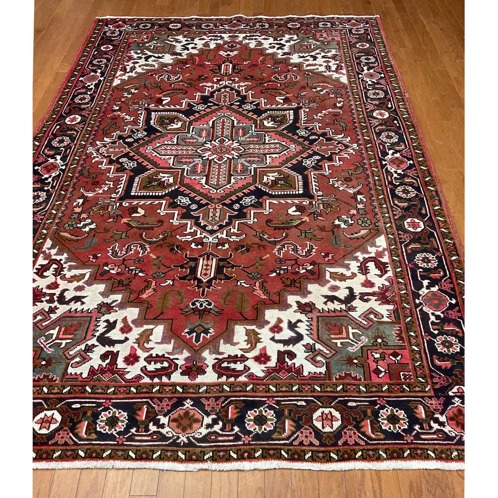 HERAT ORIENTAL Handmade Fine Persian Heriz Wool Rug - 6'5" x 9'7"