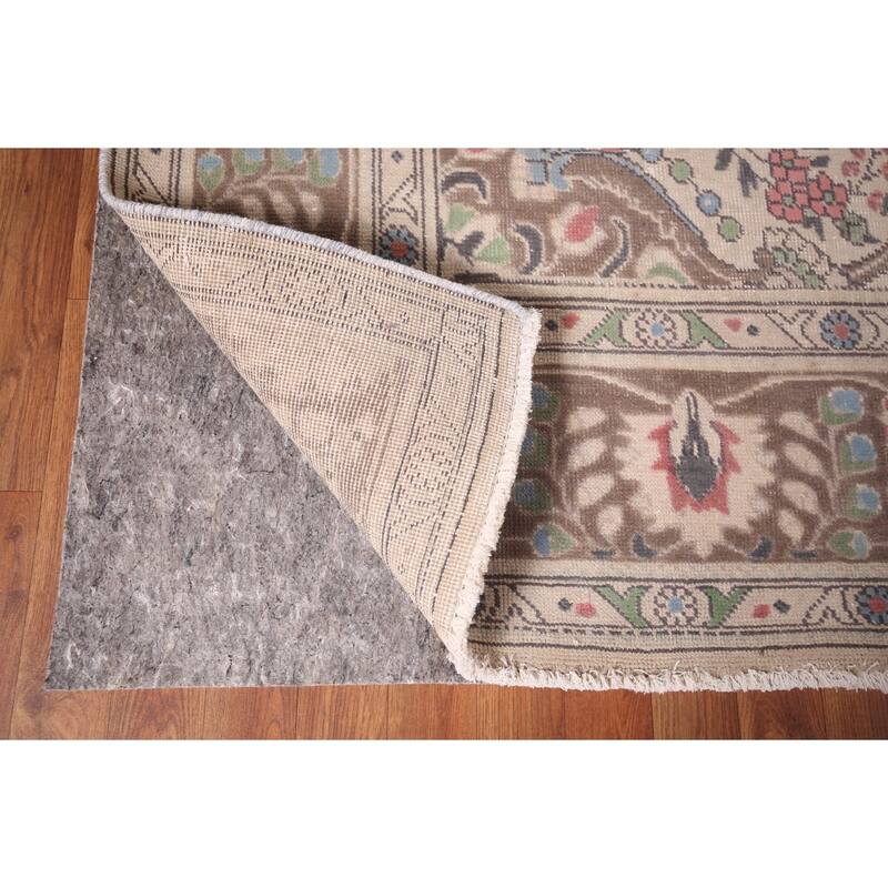 Distressed Grey Tabriz Persian Vintage Rug Hand-Knotted Wool Carpet - 7'10"x 11'0"