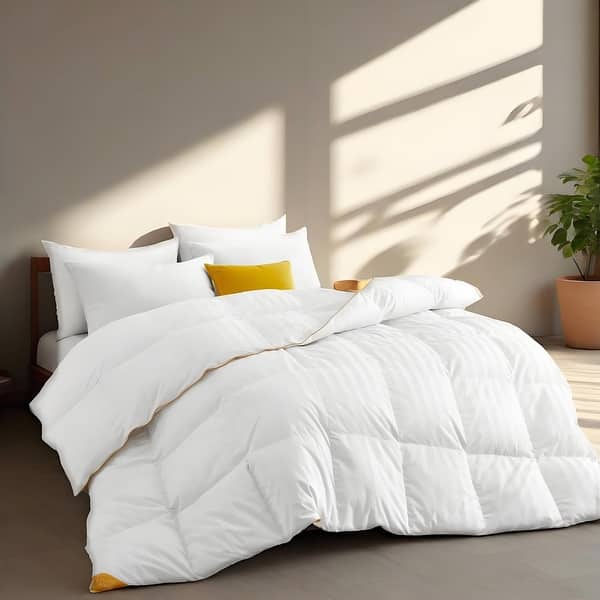 slide 2 of 11, All Season 600 Fill Power 500 TC White Goose Down Comforter Duvet Insert
