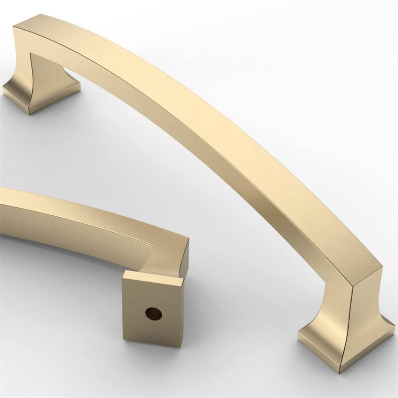 10 Pack 5 Inch Drawer Pulls - 5"L x 1"W - Brushed Brass