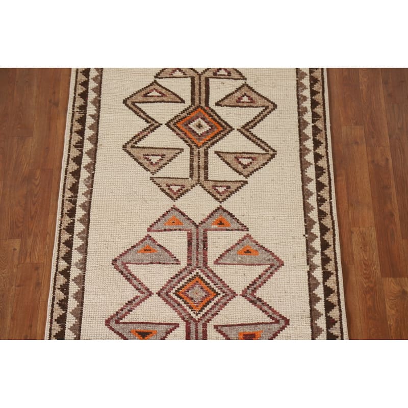 Natural Dye Anatolian Runner Rug Handmade Turkish Wool Carpet - 3'2"x 12'3"