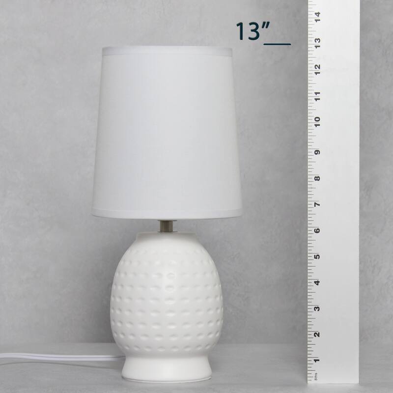 Petite Dimpled Ceramic Table Lamp with Tapered Shade - 12.5" - Off White