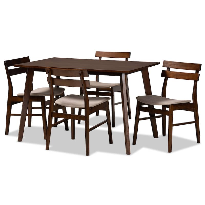 Eleri Mid-Century Modern Transitional 5-Piece Dining Set - Light Beige