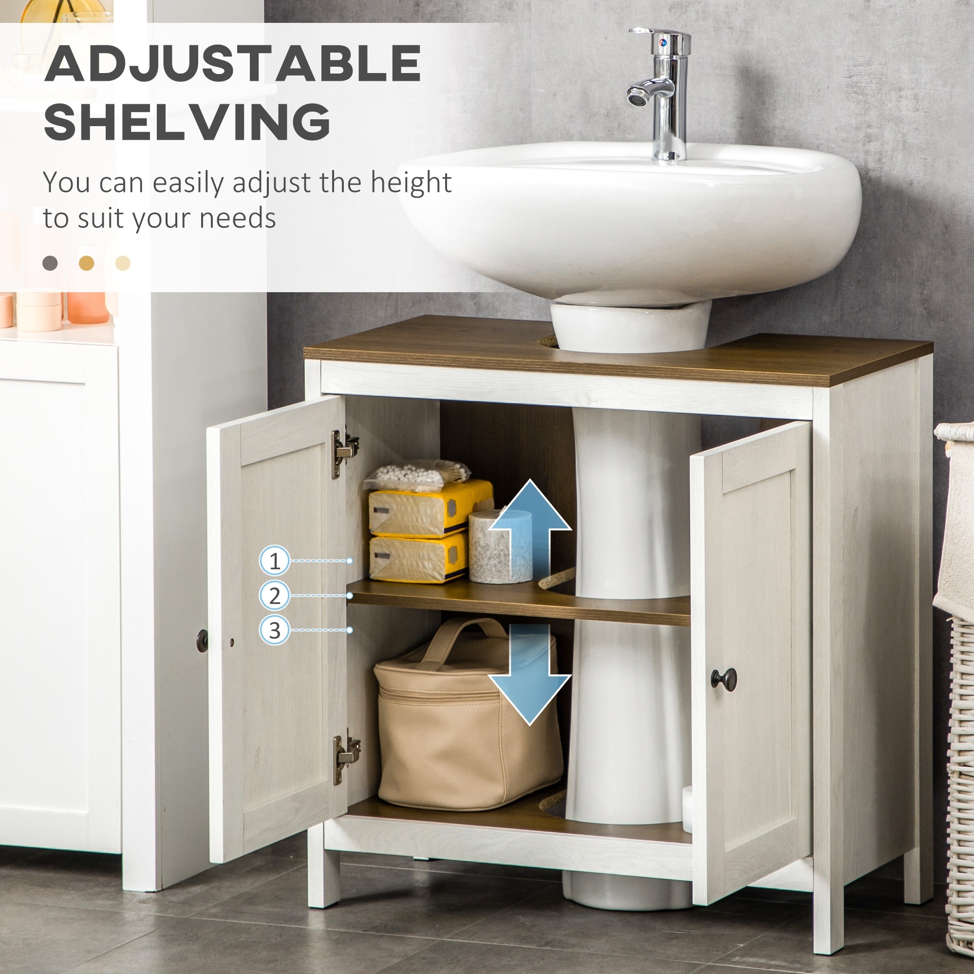 Homcom Under-sink Storage Cabinet With Double Layers Bathroom
