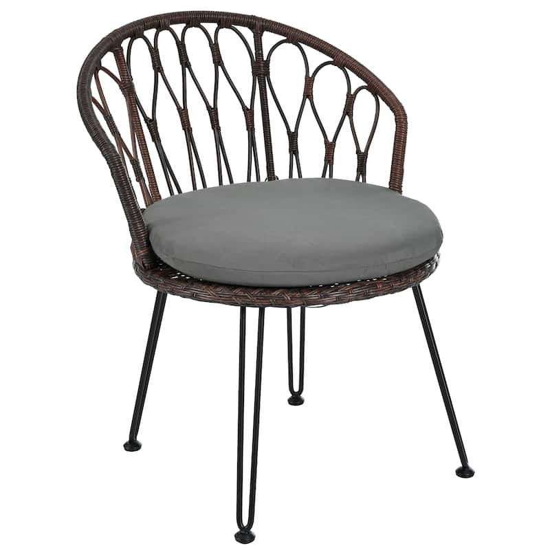 Outdoor Leisure Set, 2 Rattan Single Chairs with A Glass Round Table, Perfectly Suited for Patios, Balconies, and Courtyards