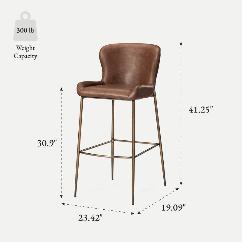 Maven Lane Naomi Metal and Vegan Leather Kitchen Dining Stool