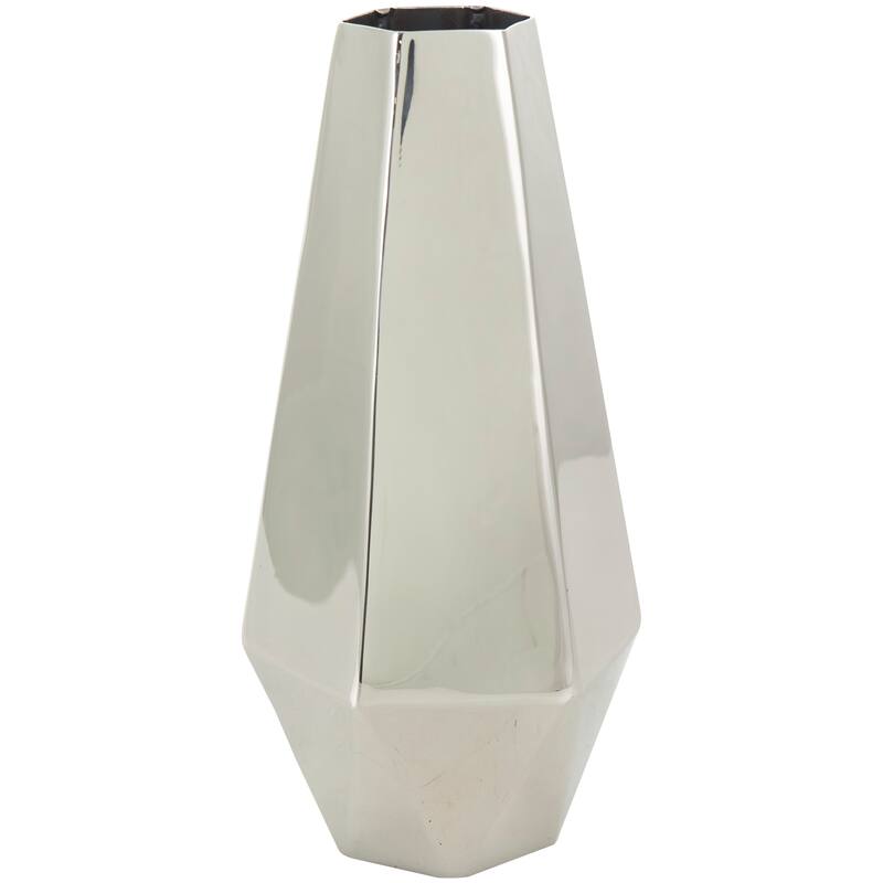 Silver or Gold Stainless Steel Metal Hexagon Shaped Geometric Vase with Varying Heights (Set of 3)