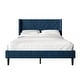 preview thumbnail 40 of 62, CraftPorch Sophisticated Wingback Upholstered Platform Velvet Bed Navy Blue - Full