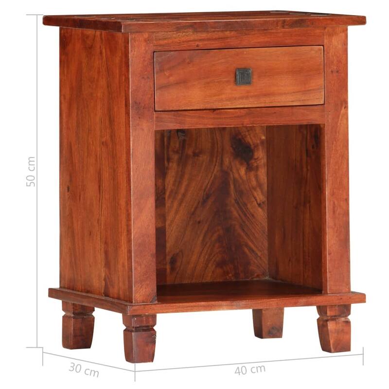 vidaXL Bedside Cabinet 15.7x11.8x19.7" Solid Acacia Wood - 15.7 x 11.8 x 19.7"