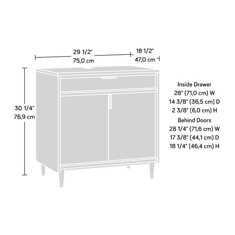 Wood Versatile Library Base with Two-Door Cabinet and Drawner, Maple
