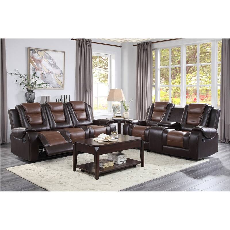 Grete Brown Premium Faux Leather Living Room Set - 3 Piece