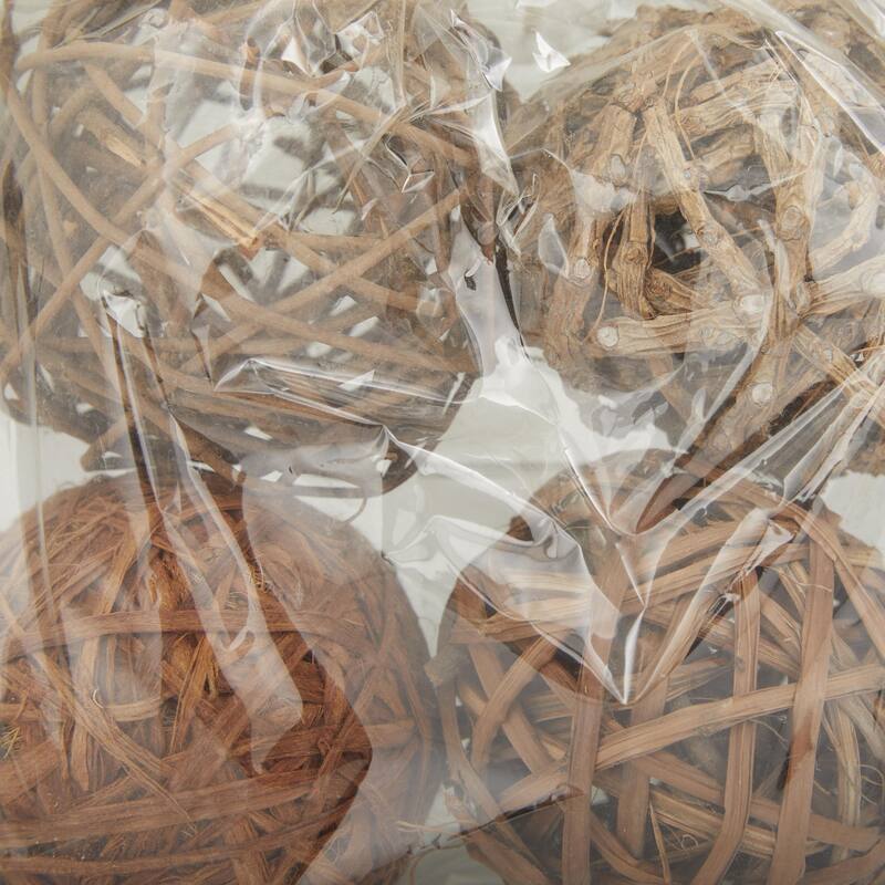 Brown Dried Plant Handmade Orbs & Vase Filler with Varying Designs (Set of 2)