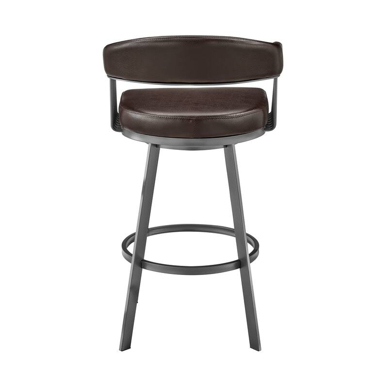 Modern Swivel Low Back Bar Height Stool Chair with Iron Frame and Metal Finish Perfect for Kitchen Island