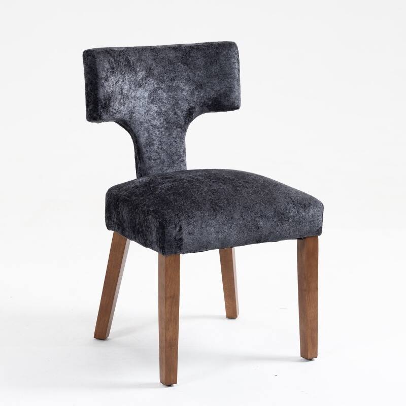 Linen Upholstered Dining Chairs Set of 2, Ergonomic Armless Side Chairs, Kitchen Chairs with Curved Back & Hardwood Frame