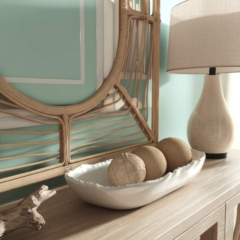 Resin Decorative Bowl Coastal Style Centerpiece Home Decor - 5" White - 23" x 9" x 5"