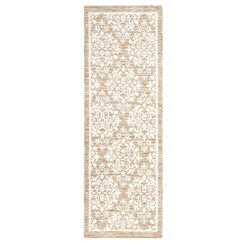 TOWN & COUNTRY EVERYDAY Walker Damask Medallion Everwash Washable Multi-Use Non-Slip Backing Decorative Rug