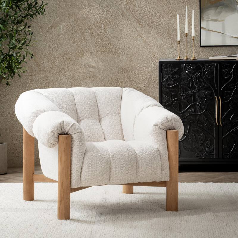Classic Home Sansa Upholstered Fabric Accent Chair - Cream