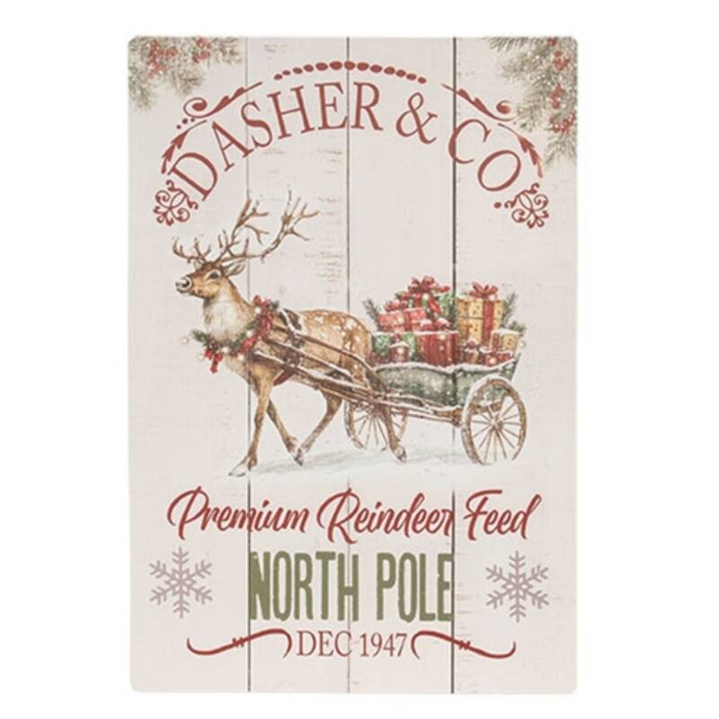 Christmas Tin Signs Vintage Holiday Wall Decor Metal Art - 3 Asstd. - 10" x 15" - Multi