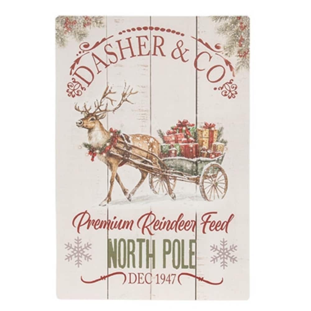 Christmas Tin Signs Vintage Holiday Wall Decor Metal Art - 3 Asstd. - 10" x 15"