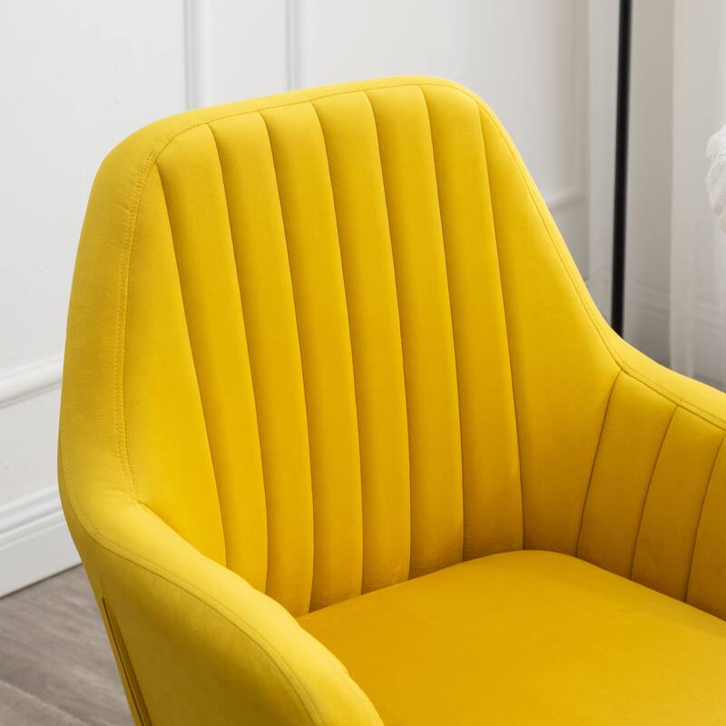 Contemporary Velvet Upholstered Accent Chair, Yellow