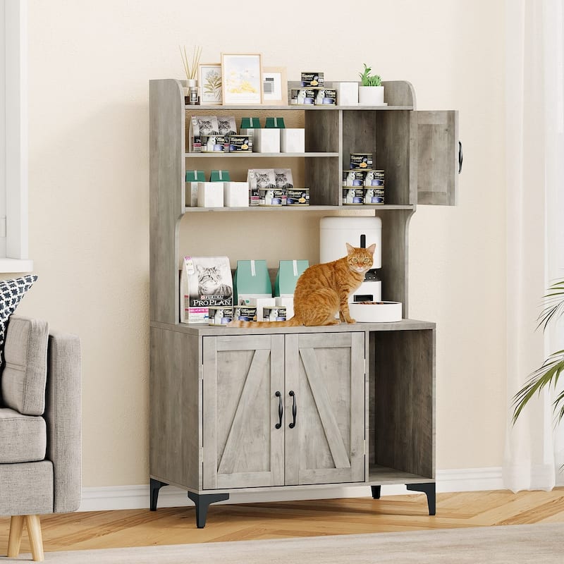 Cat Litter Box Enclosure with Shelves