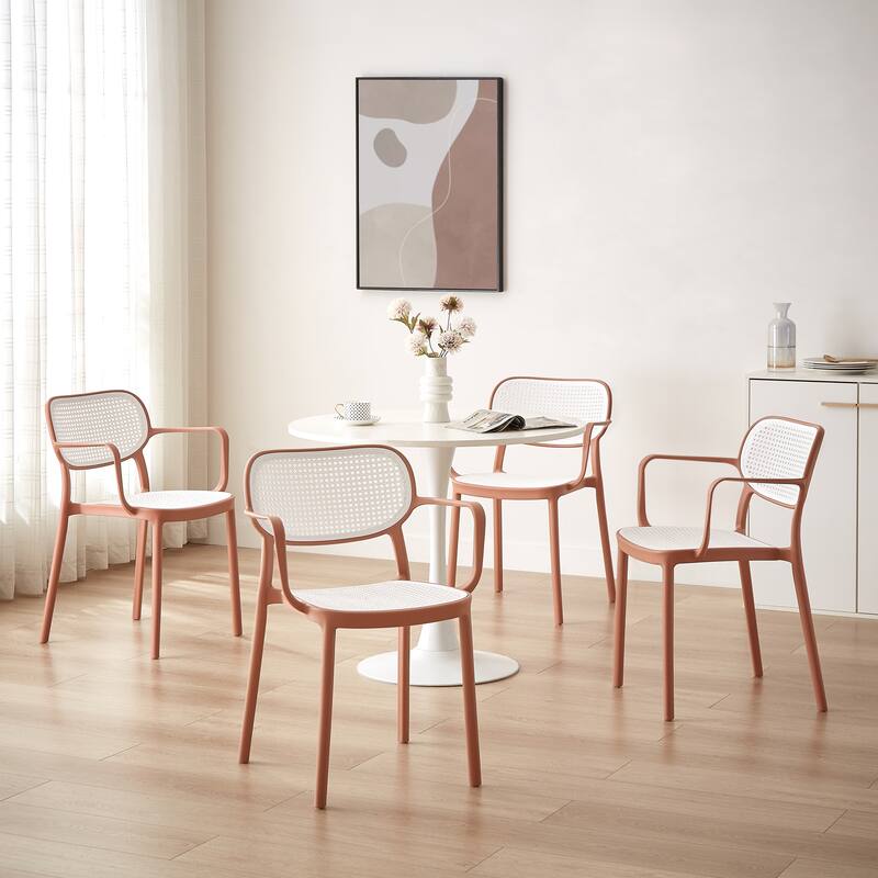 Art Leon Set of 2 Modern Stackable Indoor or Outdoor Dining Chair