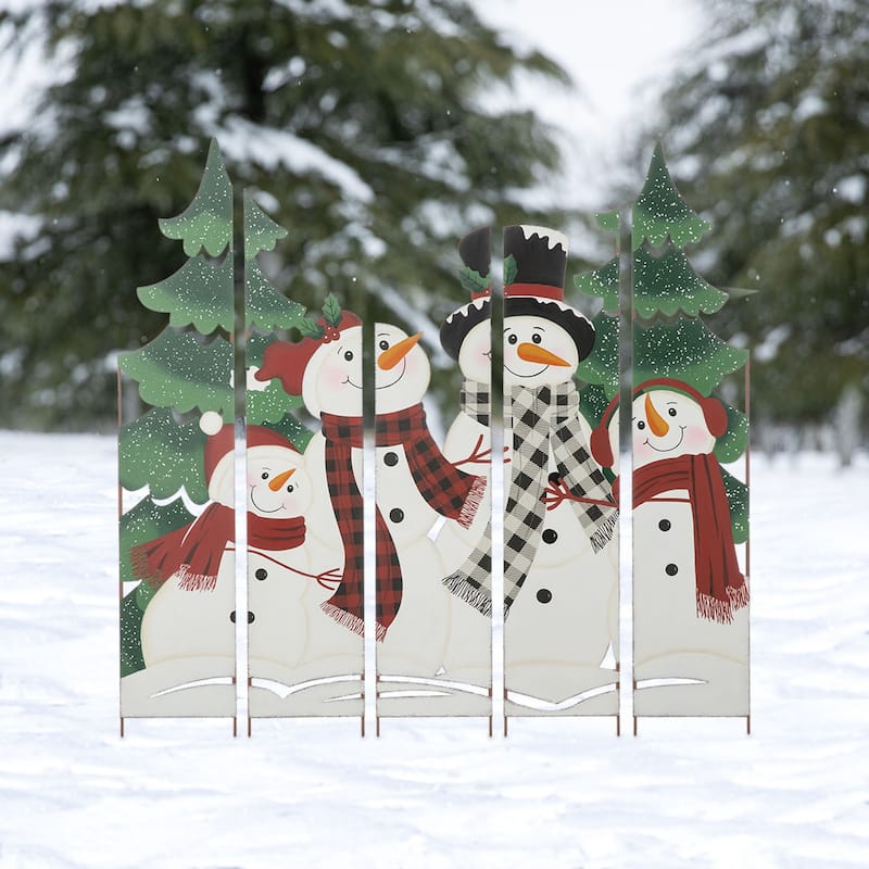 Glitzhome 41.5"H Metal Snowman Family or Nativity Combo Yard Stake Christmas Decor