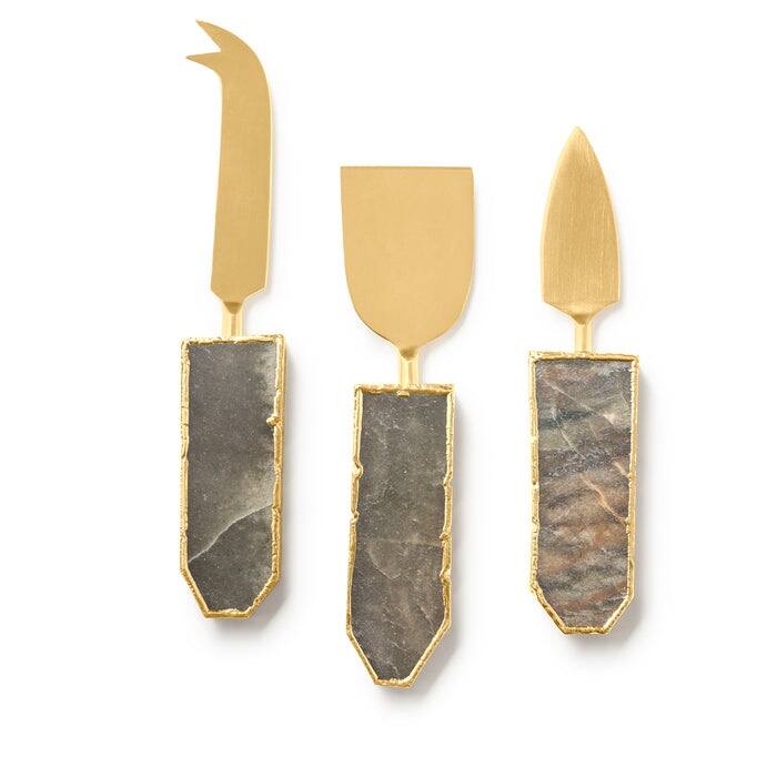 Brittany Agate Cheese Knives, Set of 3 - Sage