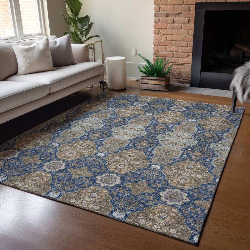 Machine Washable Indoor/ Outdoor Global Budden Chantille Rug