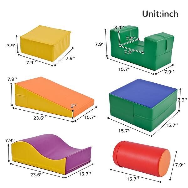 dimension image slide 2 of 4, Colorful Soft Climb and Crawl Foam Playset 6 in 1