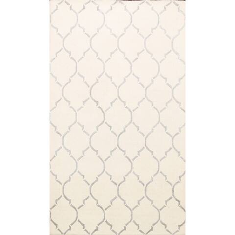 Wool/ Silk Trellis Modern Area Rug Hand-tufted Oriental Carpet - 5'0" x 8'0"