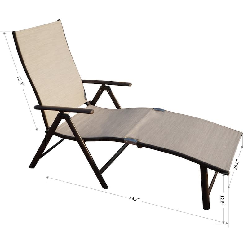 Kozyard Cozy Aluminum Beach Yard Pool Folding Reclining 7 Adjustable Chaise Lounge Chair (2 Pack)