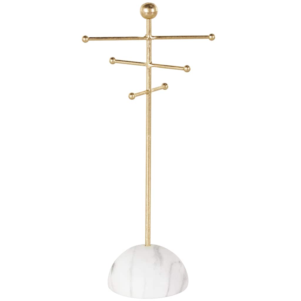 Metal 6 Slot Jewelry Stand with White Base - Gold - Roche River Decor