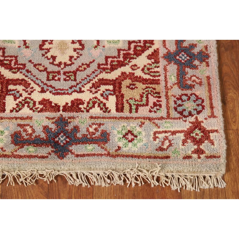 Hand Knotted Oriental 100% Wool Carpet Traditional Geometric Greys & Charcoal Heriz (serapi) Area Rug - 3' 0'' X 2' 0''