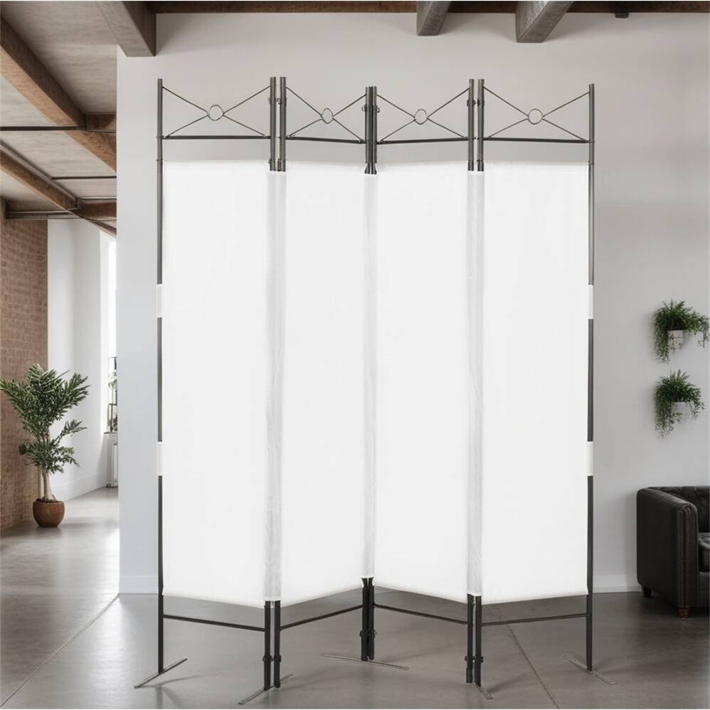 4Panel Metal Folding Room Divider with LightTight AllScreen Cloth