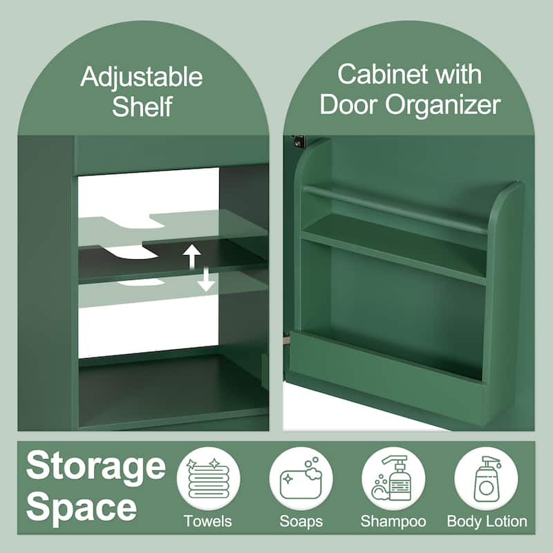 Bathroom Vanity with Sink, Vanity Set with Adjustable Shelf, Bathroom Cabinet with Storage Rack and Soft Closing Door
