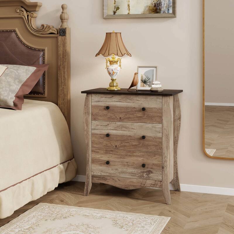 Costway 1/2 PCS 30" Farmhouse Chest of Drawers with 3 Folding Fabric