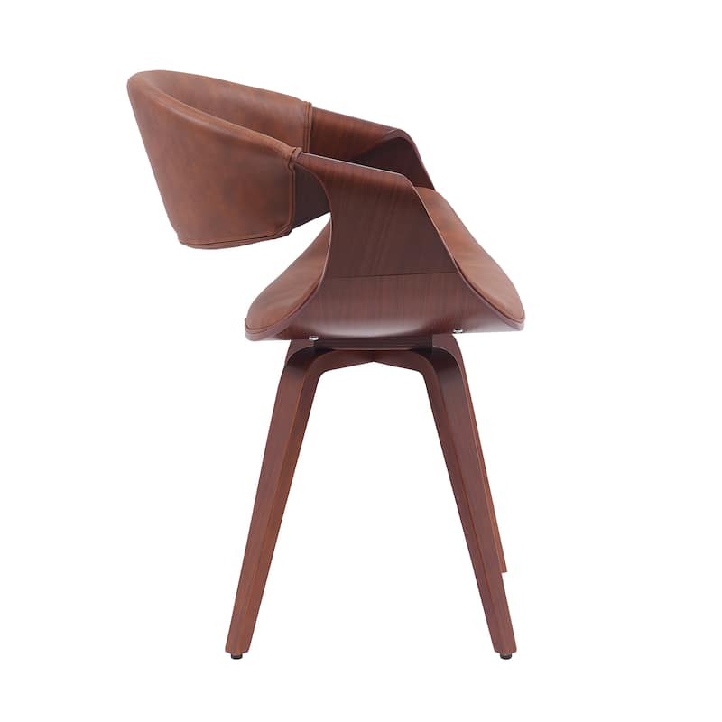 Porthos Home Drew Faux Leather Mid Century Dining Chair with Wooden Legs