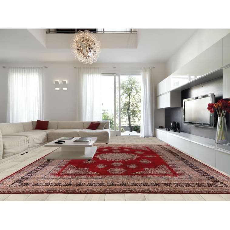 Pre-1900 Antique Kerman Ravar Persian Large Red Handmade Wool Carpet - 14'2"x 19'0"