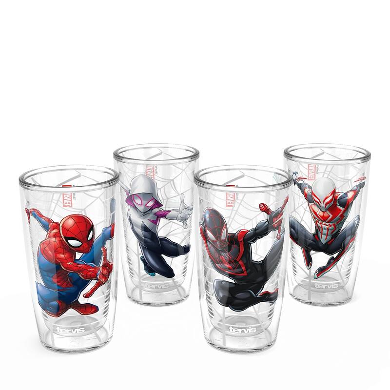 Tervis Marvel Spider-Man Web-Swinging Collection Made in USA Double Walled Insulated Travel Tumbler, Classic - 16oz - 4pk - 16oz - 4pk