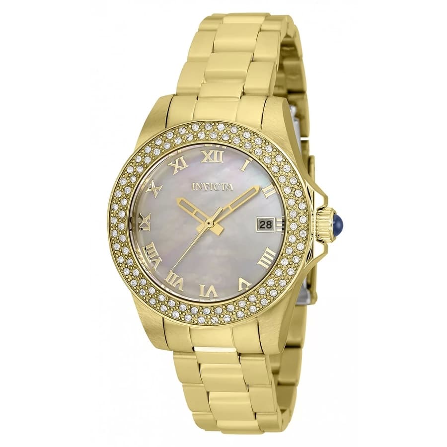 Invicta Women's 36073 Angel Quartz 3 Hand White Dial Watch - Mother of Pearl
