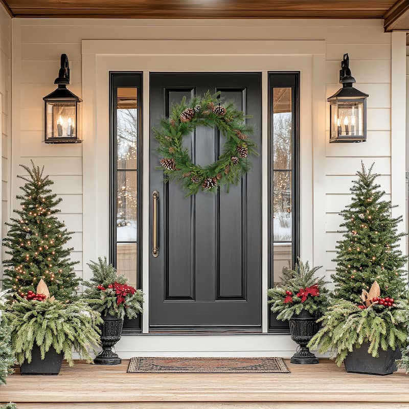Mixed Birch and Cedar Iced Pinecone Artificial Christmas Wreath - 28" - Unlit