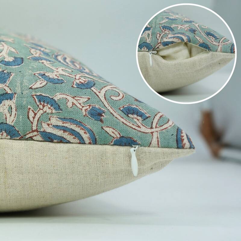 Fabdivine Bed Room Decorative Hand Block Floral Print Cushion Cover