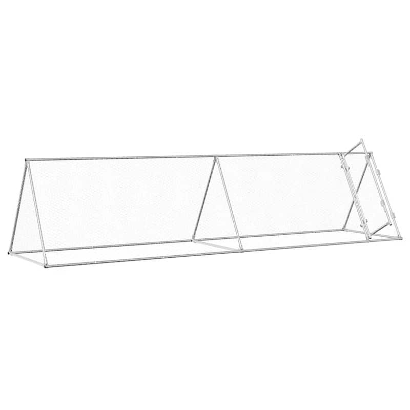 vidaXL Chicken Cage Animal House Coop Shed Backyard Silver Galvanized Steel