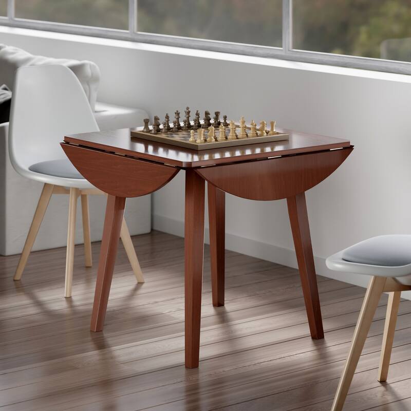 Dawson Round Dining Table, Quad Drop Leaf, Walnut