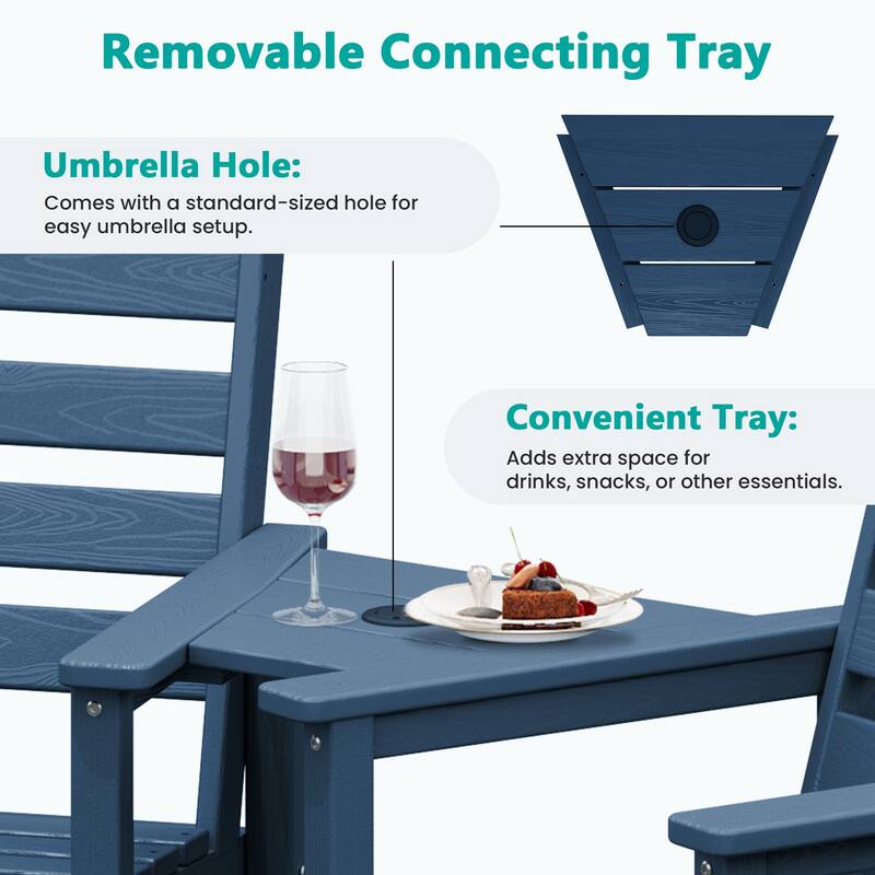HDPE 2-Piece High Bar Stool Set with Umbrella-Compatible Connecting Panel
