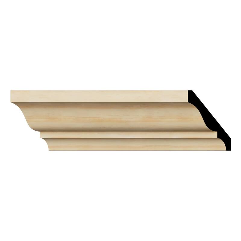 WM49: 3-in H x 2-1/10-in P x 3-7/10-in F x 96-in L Americraft Solid Hardwood Stain Grade Crown Moulding - Pine